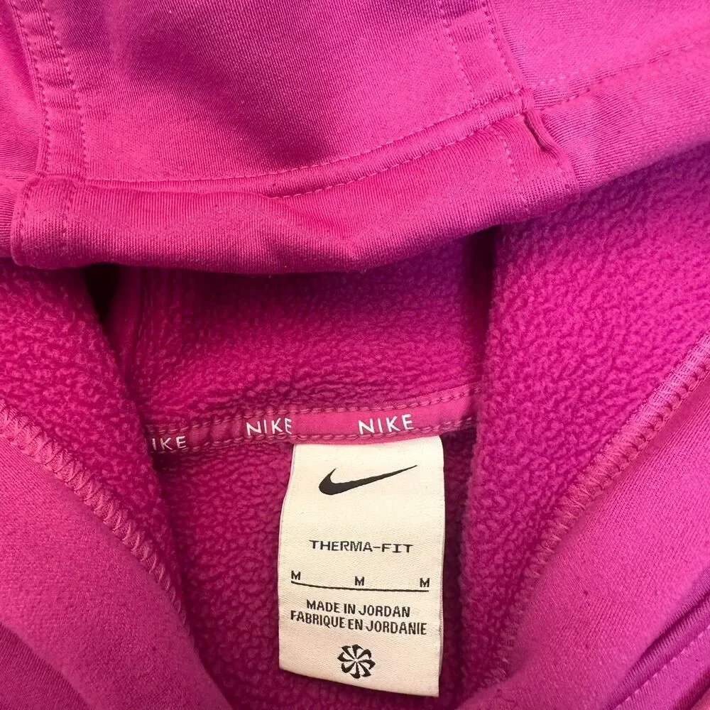 Nike Therma-FIT Fleece Matching Set Hot Fuchsia Pink Sweatshirt Joggers M Crop